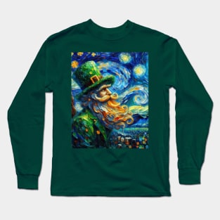 Laprechaun at Starry Night Long Sleeve T-Shirt